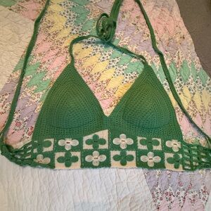 Green Crochet Halter Top